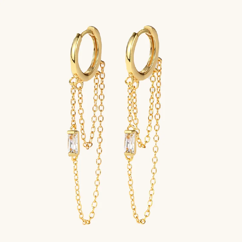 Best Jewelry Sale Prices – Limited-Time Offer Huggie Hoop Chain Drop Earrings