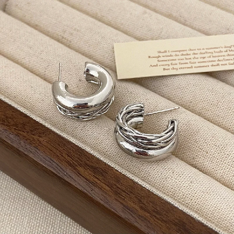 Unmissable Deals On Handmade Jewelry Collections Retro Double Layer Twisted Silver Pin Earrings JLT12900 Unmissable Deals On Handmade Jewelry Collections Retro Double Layer Twisted Silver Pin Earrings JLT12900