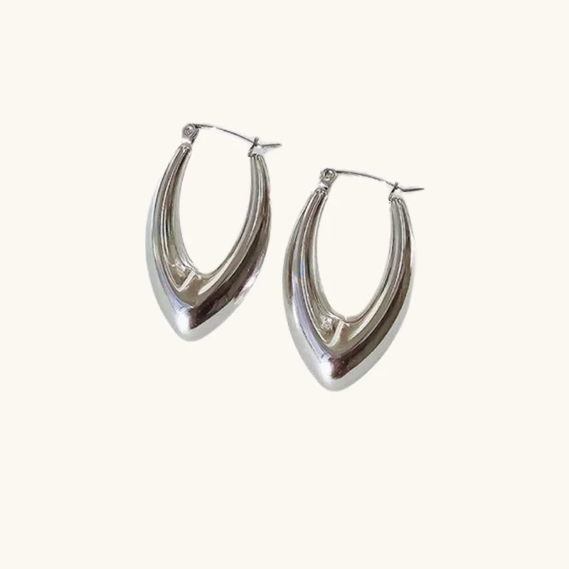 Shop High-Quality Jewelry At Jaw-Dropping Discounts Silver Rounded Geometric Hoops