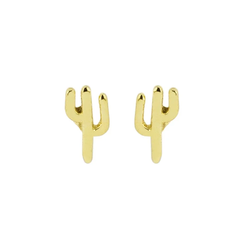 Delicate Crystal Jewelry For Sophisticated Charm Solid Gold Cactus Studs