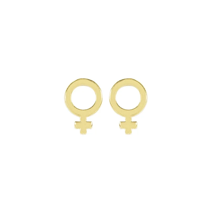 Modern Statement Jewelry For Bold Styling Solid Gold Female Symbol Studs