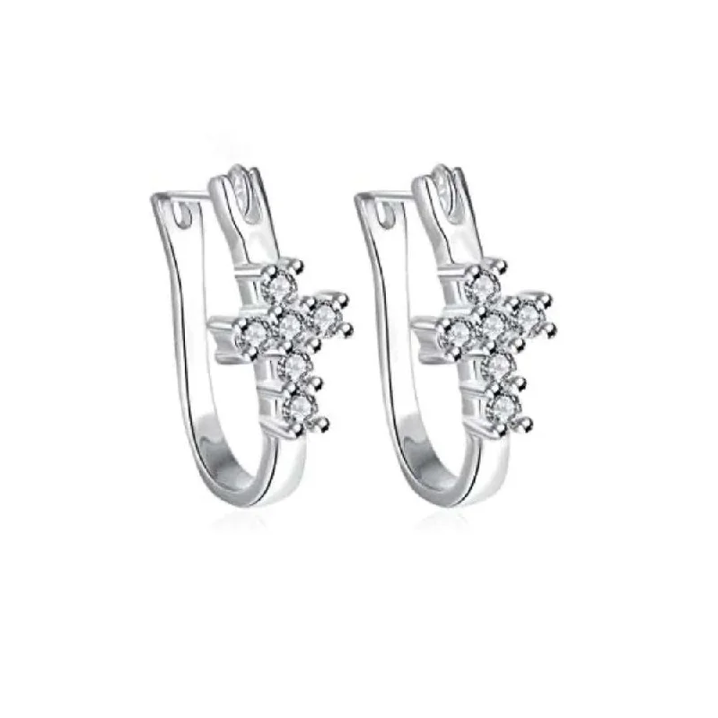 Discounted Luxury Jewelry – Shine Without The Splurge Cubic Zirconia Cross Huggie Earrings Discounted Luxury Jewelry – Shine Without The Splurge Cubic Zirconia Cross Huggie Earrings
