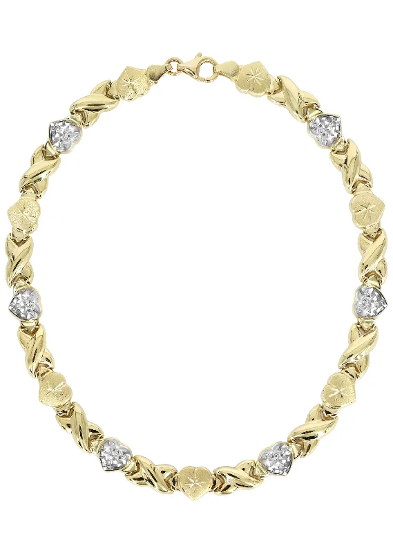 Premium Jewelry Now Available At Special Discounts YELLOW GOLD "XO HEART" HOLLOW DIAMOND CUT TWO TONE NECKLACE FOR WOMEN | APPX 11.8 GRAMS Premium Jewelry Now Available At Special Discounts YELLOW GOLD "XO HEART" HOLLOW DIAMOND CUT TWO TONE NECKLACE FOR WOMEN | APPX 11.8 GRAMS
