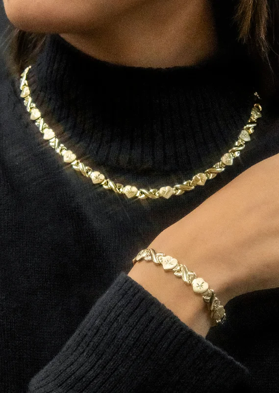 High-Quality Jewelry At A Fraction Of The Cost YELLOW GOLD "XO HEART" HOLLOW NECKLACE & BRACELET SET FOR WOMEN | APPX 16.9 GRAMS High-Quality Jewelry At A Fraction Of The Cost YELLOW GOLD "XO HEART" HOLLOW NECKLACE & BRACELET SET FOR WOMEN | APPX 16.9 GRAMS