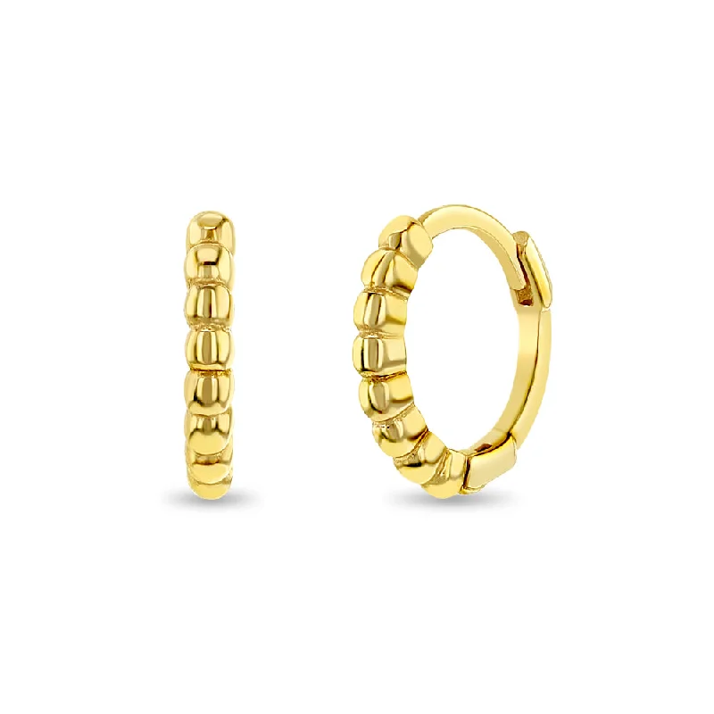Luxury Jewelry Sale – Sparkle For Less 14k Gold Beaded Hoop Women's Earrings 8mm