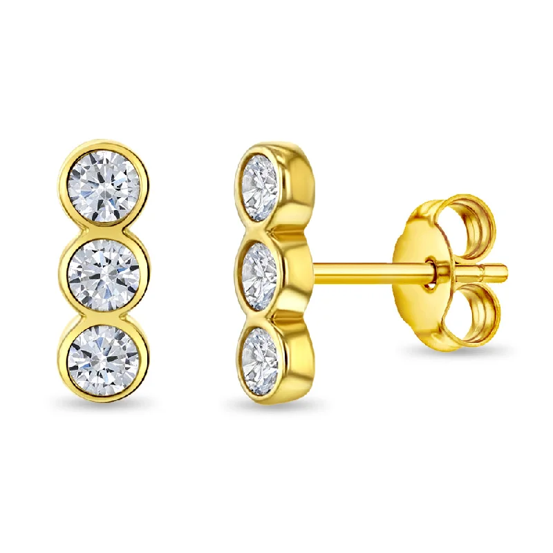 Modern Jewelry At Exclusive Discounts – Shop Today 14k Gold Bezel Set Bar Clear CZ Women's Earrings Modern Jewelry At Exclusive Discounts – Shop Today 14k Gold Bezel Set Bar Clear CZ Women's Earrings