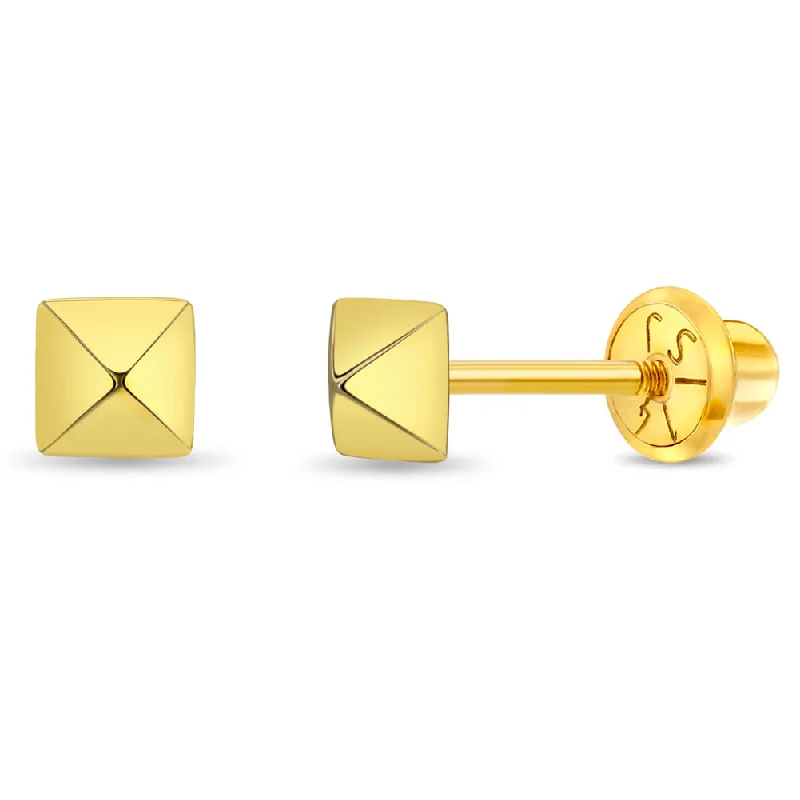 Personalized Jewelry At Special Discount Rates 14k Gold Dainty Pyramid Women's Earrings Personalized Jewelry At Special Discount Rates 14k Gold Dainty Pyramid Women's Earrings