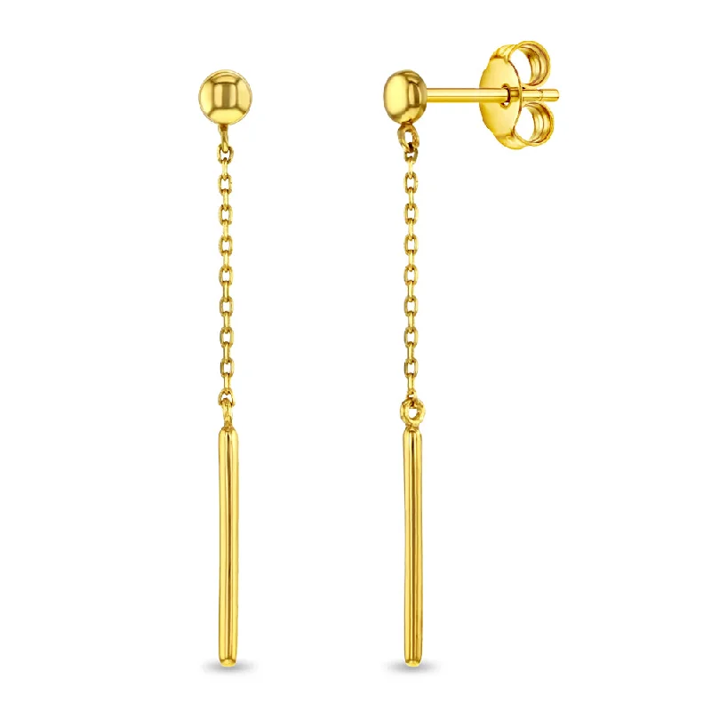 Discounted Luxury Jewelry – Shine Without The Splurge 14k Gold Dangle Bar Women's Earrings Discounted Luxury Jewelry – Shine Without The Splurge 14k Gold Dangle Bar Women's Earrings
