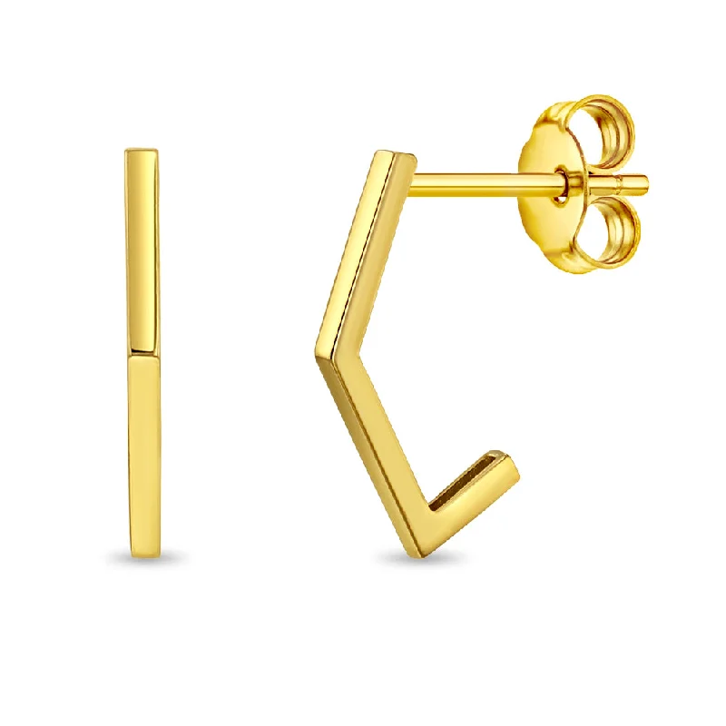 Fashion-Forward Jewelry At Incredible Prices 14k Gold Structured Half Hoop Women's Earrings Fashion-Forward Jewelry At Incredible Prices 14k Gold Structured Half Hoop Women's Earrings