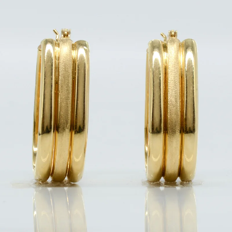 Romantic Heart-Shaped Jewelry For Special Gifts 14k Yellow Gold Triple Layered Hoops | Romantic Heart-Shaped Jewelry For Special Gifts 14k Yellow Gold Triple Layered Hoops |