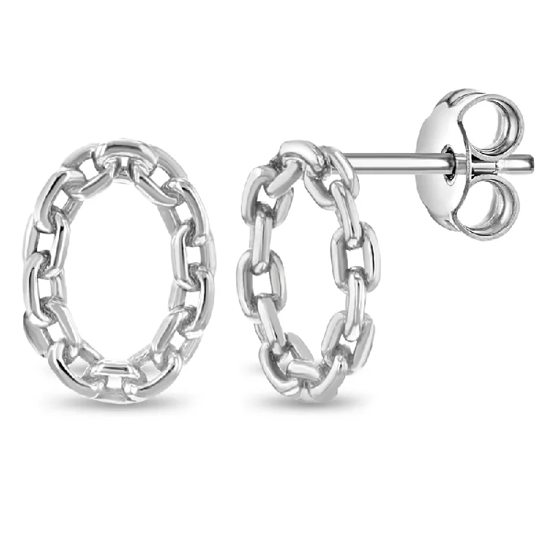 Shop Jewelry That Shines Without The High Price Chained Oval Women's Earrings - Sterling Silver Shop Jewelry That Shines Without The High Price Chained Oval Women's Earrings - Sterling Silver