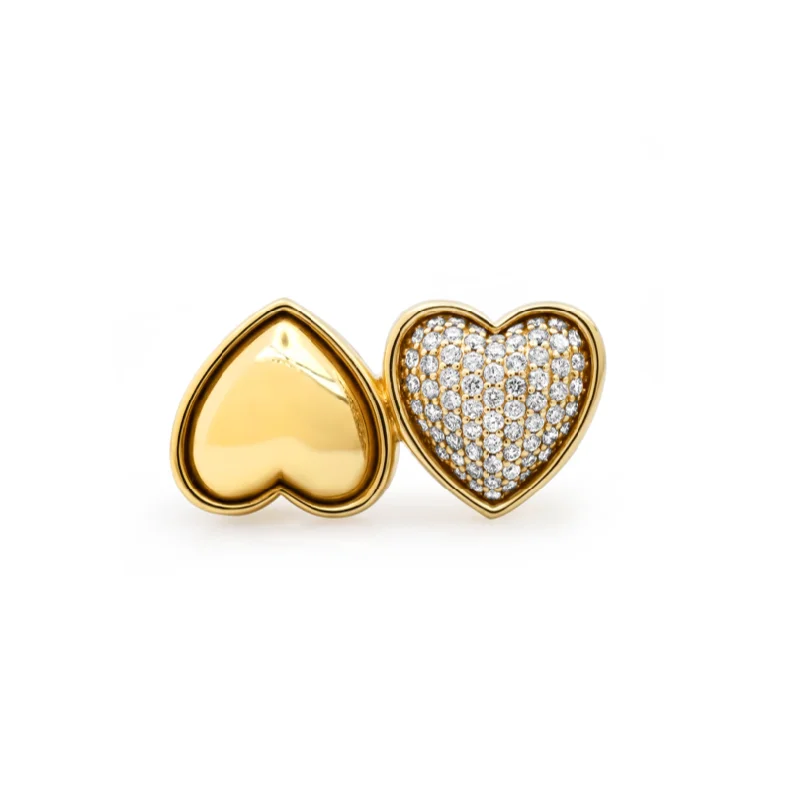 High-End Jewelry, Now More Affordable Than Ever Double Puffer Gold & Diamond Heart Ring High-End Jewelry, Now More Affordable Than Ever Double Puffer Gold & Diamond Heart Ring