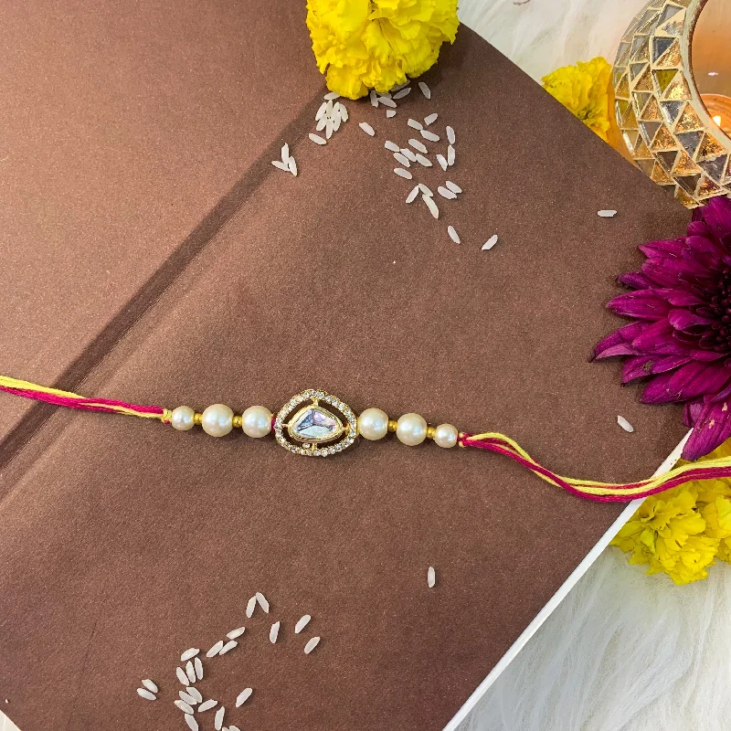 Personalized Engraved Jewelry For Meaningful Gifts Etnico I Jewels Pearl & Kundan Designer Bhaiya Rakhi With Roli Chawal for Brother/Bro/Men with Rakshabandhan Card (R121W) Personalized Engraved Jewelry For Meaningful Gifts Etnico I Jewels Pearl & Kundan Designer Bhaiya Rakhi With Roli Chawal for Brother/Bro/Men with Rakshabandhan Card (R121W)