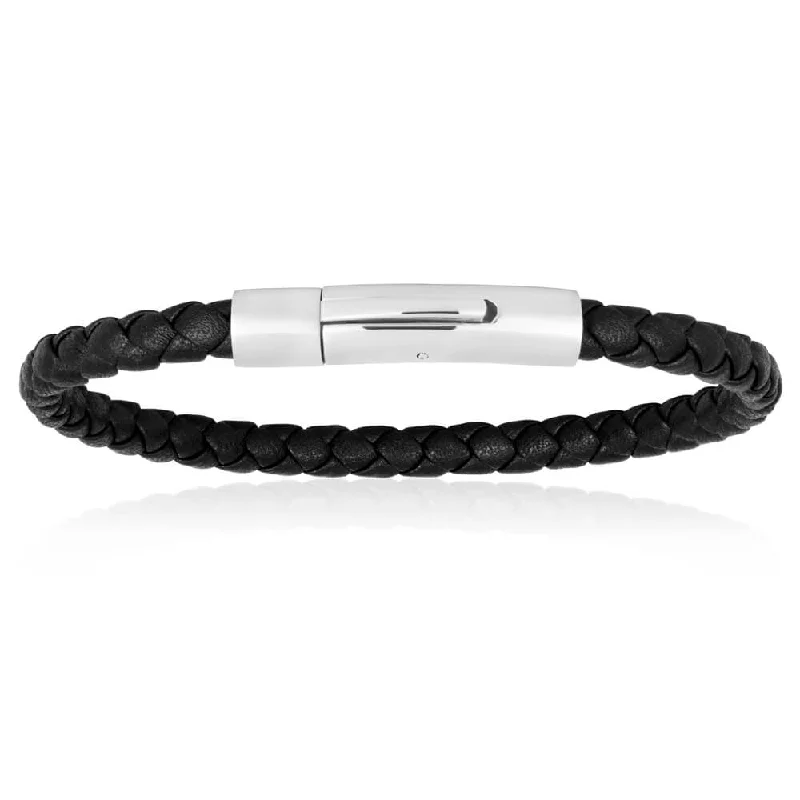 Everyday Jewelry Essentials Now On Sale Forte Stainless Steel Black Leather Fancy Bracelet Everyday Jewelry Essentials Now On Sale Forte Stainless Steel Black Leather Fancy Bracelet