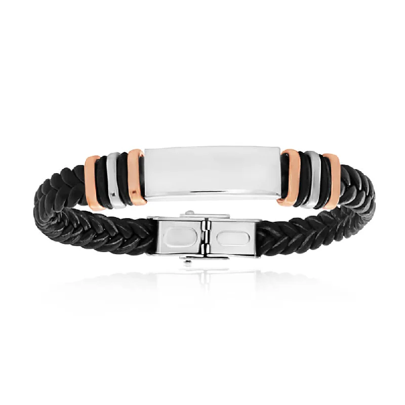 Elegant Jewelry Pieces At Unbelievable Prices Forte Stainless Steel Leather 19.5cm Fancy Bracelet Elegant Jewelry Pieces At Unbelievable Prices Forte Stainless Steel Leather 19.5cm Fancy Bracelet