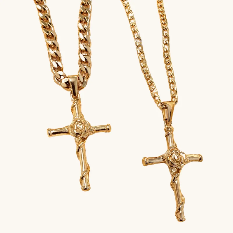 Limited-Stock Jewelry Sale – Once It's Gone, It's Gone Rose Wrapped Cross Necklace Set Limited-Stock Jewelry Sale – Once It's Gone, It's Gone Rose Wrapped Cross Necklace Set