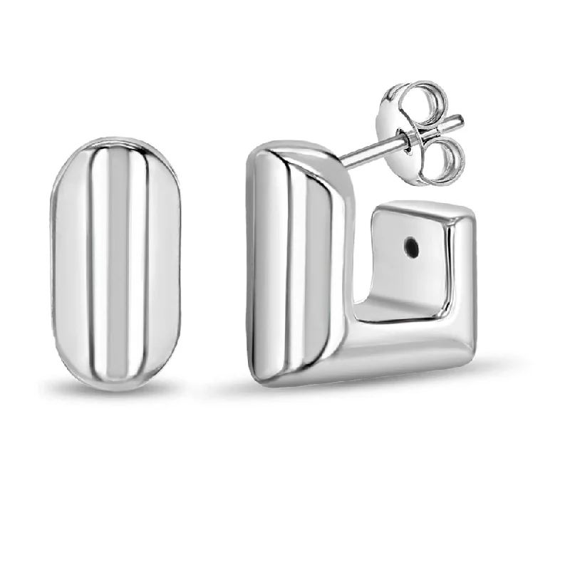 High-Quality Jewelry At A Fraction Of The Cost Square Half Hoop Women's Earrings - Sterling Silver High-Quality Jewelry At A Fraction Of The Cost Square Half Hoop Women's Earrings - Sterling Silver