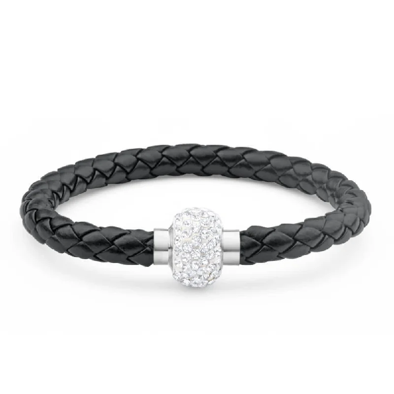 Jewelry Clearance – Final Chance To Save Big Stainless Steel Crystal Magnetic Black Leather Fancy Bracelet Jewelry Clearance – Final Chance To Save Big Stainless Steel Crystal Magnetic Black Leather Fancy Bracelet