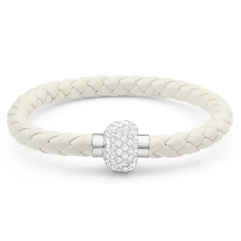 Elevate Your Outfit With Discounted Statement Jewelry Stainless Steel Crystal Magnetic White Fancy Bracelet Elevate Your Outfit With Discounted Statement Jewelry Stainless Steel Crystal Magnetic White Fancy Bracelet