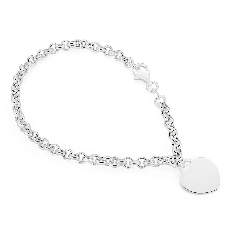 Grab Your Dream Jewelry At The Lowest Prices Sterling Silver Belcher Bracelet 19cm with Small Heart Charm Grab Your Dream Jewelry At The Lowest Prices Sterling Silver Belcher Bracelet 19cm with Small Heart Charm
