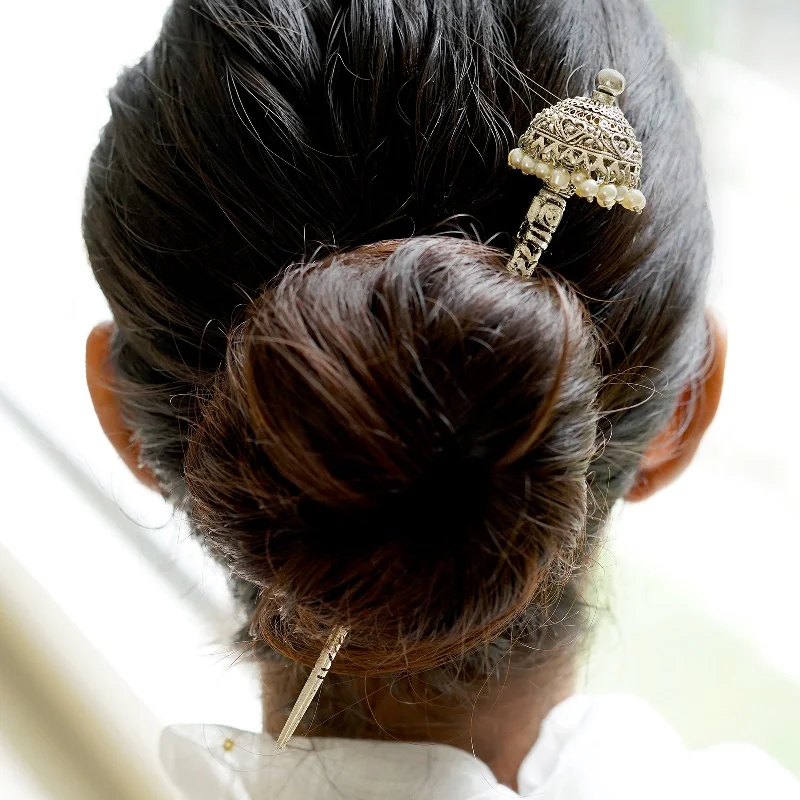 Buy More, Save More On Stunning Jewelry Designs Teejh Adyaksha Silver Oxidised Hairpin Buy More, Save More On Stunning Jewelry Designs Teejh Adyaksha Silver Oxidised Hairpin