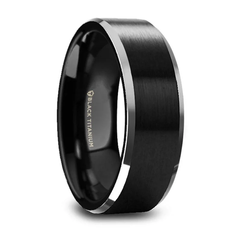 Flash Sale On Stunning Jewelry – Don't Miss Out Thorsten Atnos Brushed Black Center Polished Beveled Edges Titanium Wedding Ring (8mm) T5999-BTBB Flash Sale On Stunning Jewelry – Don't Miss Out Thorsten Atnos Brushed Black Center Polished Beveled Edges Titanium Wedding Ring (8mm) T5999-BTBB