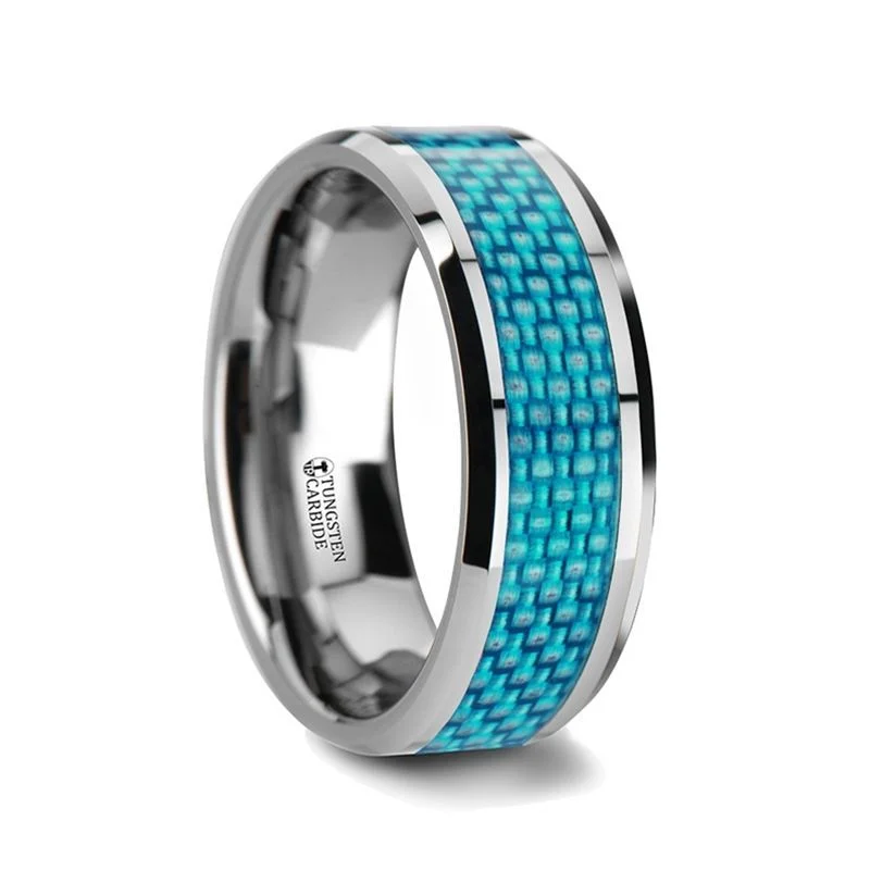 Bestselling Jewelry At Special Promotional Rates Thorsten Augustus Tungsten Carbide Ring w/ Blue Carbon Fiber Inlay (4-10mm) W354-BUCF Bestselling Jewelry At Special Promotional Rates Thorsten Augustus Tungsten Carbide Ring w/ Blue Carbon Fiber Inlay (4-10mm) W354-BUCF