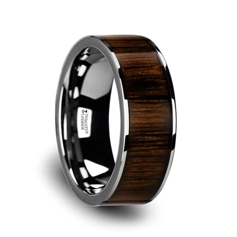 Elegant Designs, Unbeatable Discounts – Shop Jewelry Now Thorsten Bokken Flat Tungsten Wedding Band w/ Black Walnut Wood Inlay & Polished Edges (6-10mm) W3755-TCBW Elegant Designs, Unbeatable Discounts – Shop Jewelry Now Thorsten Bokken Flat Tungsten Wedding Band w/ Black Walnut Wood Inlay & Polished Edges (6-10mm) W3755-TCBW