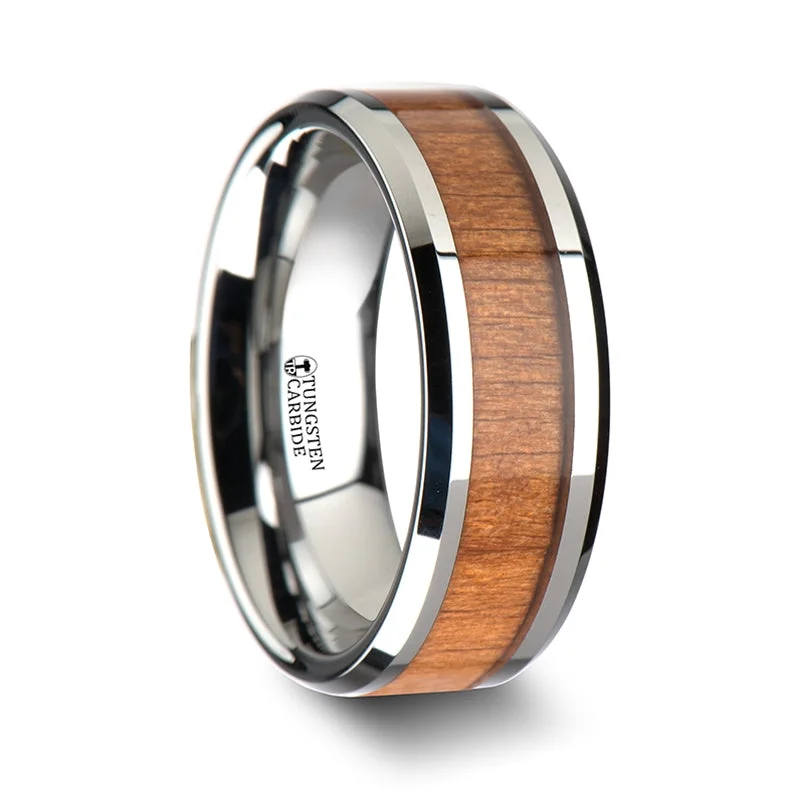 Breathtaking Jewelry, Breathtaking Prices Thorsten Brunswick Tungsten Wedding Ring w/ Polished Bevels & American Cherry Wood Inlay (6-10mm) W1893-CRWI Breathtaking Jewelry, Breathtaking Prices Thorsten Brunswick Tungsten Wedding Ring w/ Polished Bevels & American Cherry Wood Inlay (6-10mm) W1893-CRWI