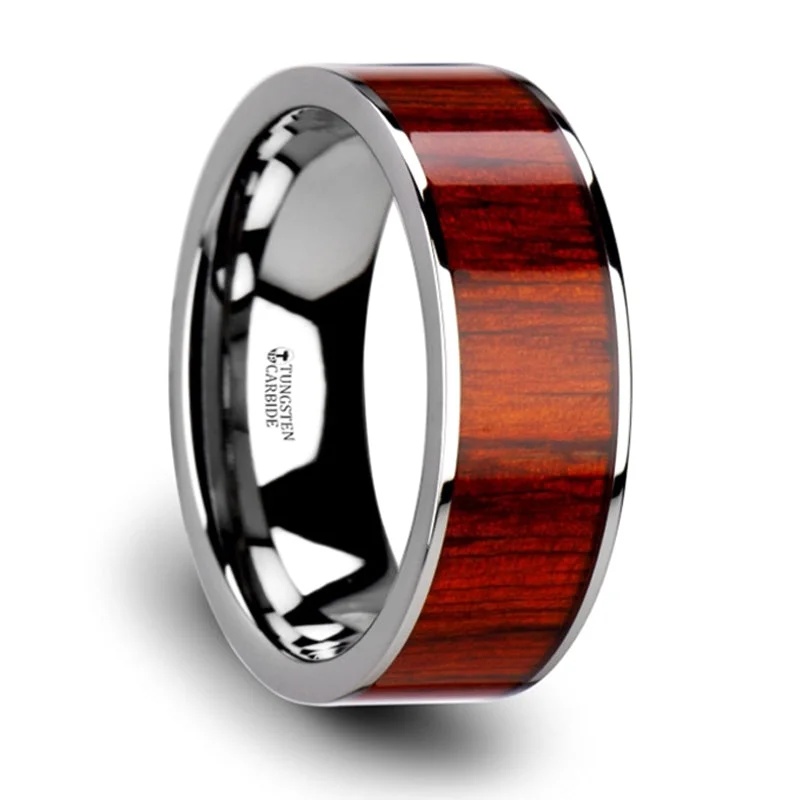 Flash Deals On Fine Jewelry – Shop Before It's Gone Thorsten Claymore Flat Tungsten Carbide Band w/ Exotic Padauk Wood Inlay & Polished Edges (8mm) W3761-TCRW Flash Deals On Fine Jewelry – Shop Before It's Gone Thorsten Claymore Flat Tungsten Carbide Band w/ Exotic Padauk Wood Inlay & Polished Edges (8mm) W3761-TCRW