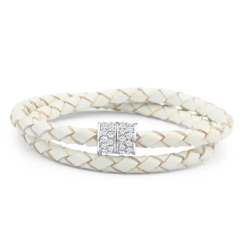 Final Call For Exquisite Jewelry At Reduced Rates White Double Leather Wrap Crystal Magnetic Bracelet Final Call For Exquisite Jewelry At Reduced Rates White Double Leather Wrap Crystal Magnetic Bracelet