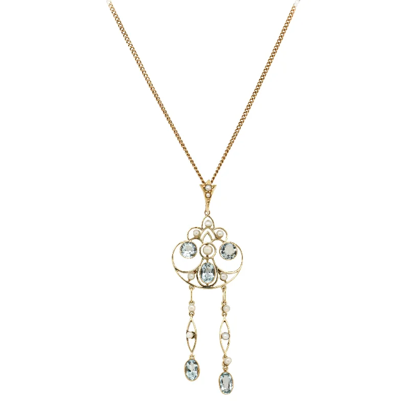 Fine Jewelry, Limited-Time Offers Available Deja Vu 15ct Yellow Gold Aquamarine & Seed Pearl Pendant Fine Jewelry, Limited-Time Offers Available Deja Vu 15ct Yellow Gold Aquamarine & Seed Pearl Pendant
