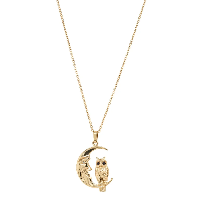 Celebrate With Sparkle – Jewelry Sale Now Live Deja Vu 9ct Yellow Gold Sapphire & Diamond Moon and Owl Pendant Celebrate With Sparkle – Jewelry Sale Now Live Deja Vu 9ct Yellow Gold Sapphire & Diamond Moon and Owl Pendant