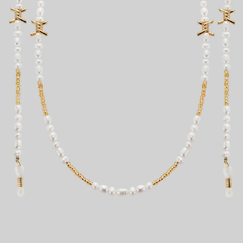 Limited-Time Offer On Elegant Jewelry Pieces DIVINE. Barbed Wire & Ivory Pearl Sunglasses Chain - Gold Limited-Time Offer On Elegant Jewelry Pieces DIVINE. Barbed Wire & Ivory Pearl Sunglasses Chain - Gold