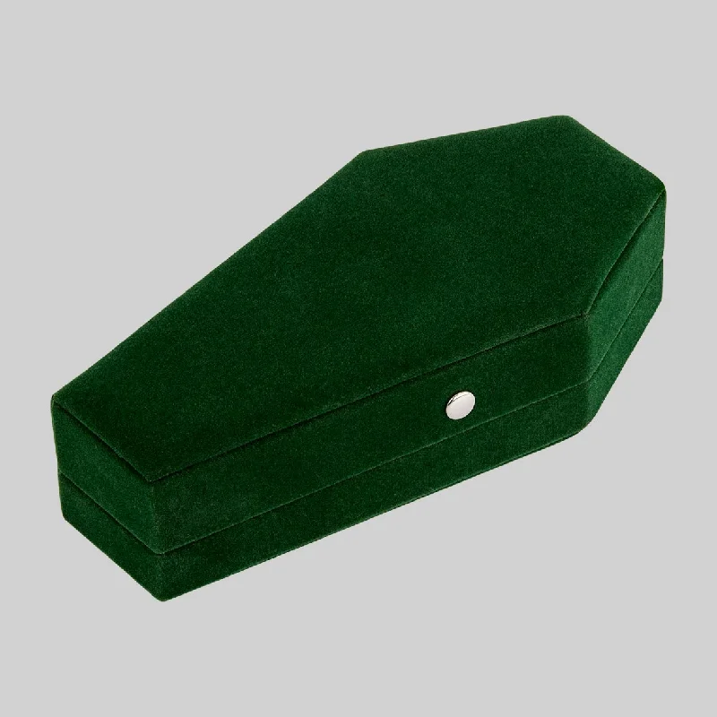 Last Chance To Grab Your Favorite Jewelry At A Discount The Moss Green Velvet Coffin Ring Case Last Chance To Grab Your Favorite Jewelry At A Discount The Moss Green Velvet Coffin Ring Case