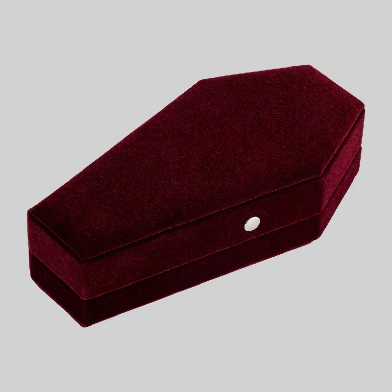 Don't Miss Our Biggest Jewelry Sale Of The Season The Crimson Red Velvet Coffin Ring Case Don't Miss Our Biggest Jewelry Sale Of The Season The Crimson Red Velvet Coffin Ring Case